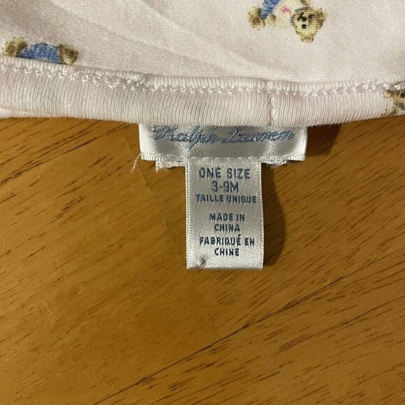 RALPH LAUREN Receiving Blanket White Trim Teddy Bears Pink 25”X32”​ - Picture 2 of 4